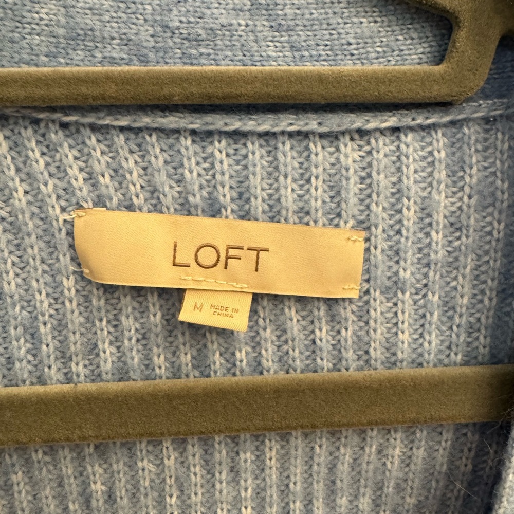 LOFT Soft Blue Ribbed Cardigan - Picture 4 of 5